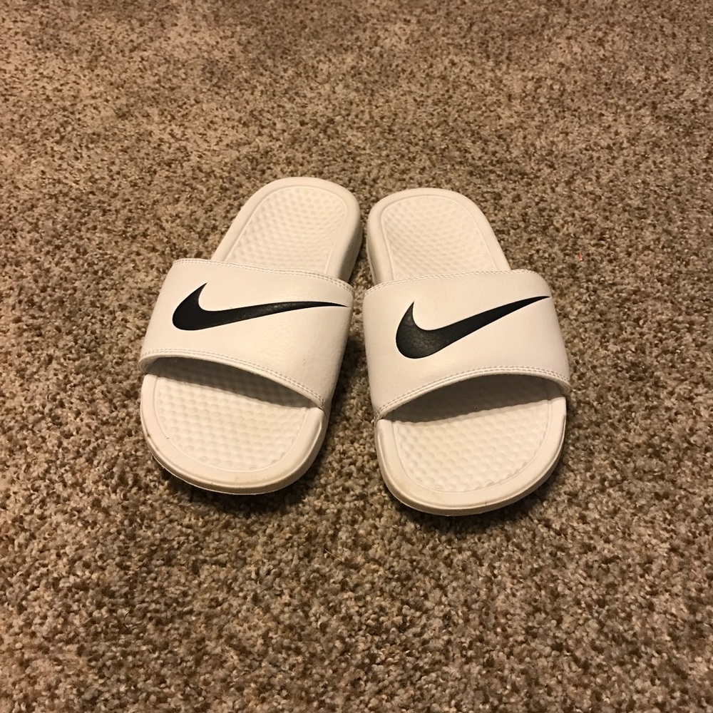 White Nike Slides
